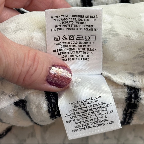 Anthropologie Postmark Bkack and White Striped w/ Lace Cardigan Size Medium - Picture 8 of 9